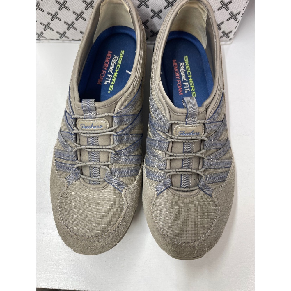 Skechers Relaxed Fit Memory Foam Slip On Walking Shoes 22551 Stone Navy W 7.5
